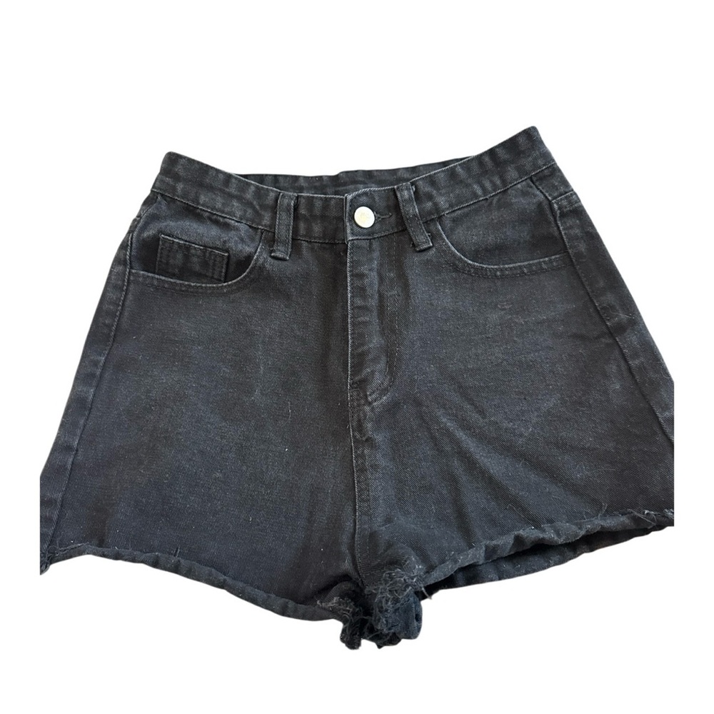 ROMWE Womens Small Size Black Denim Cut-Off Distressed Butterfly Jean Shorts